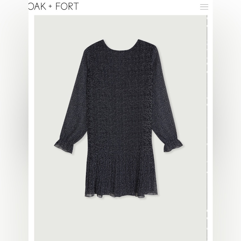 OAK + FORT Pleated Polka Dot Dress (Sz S)
